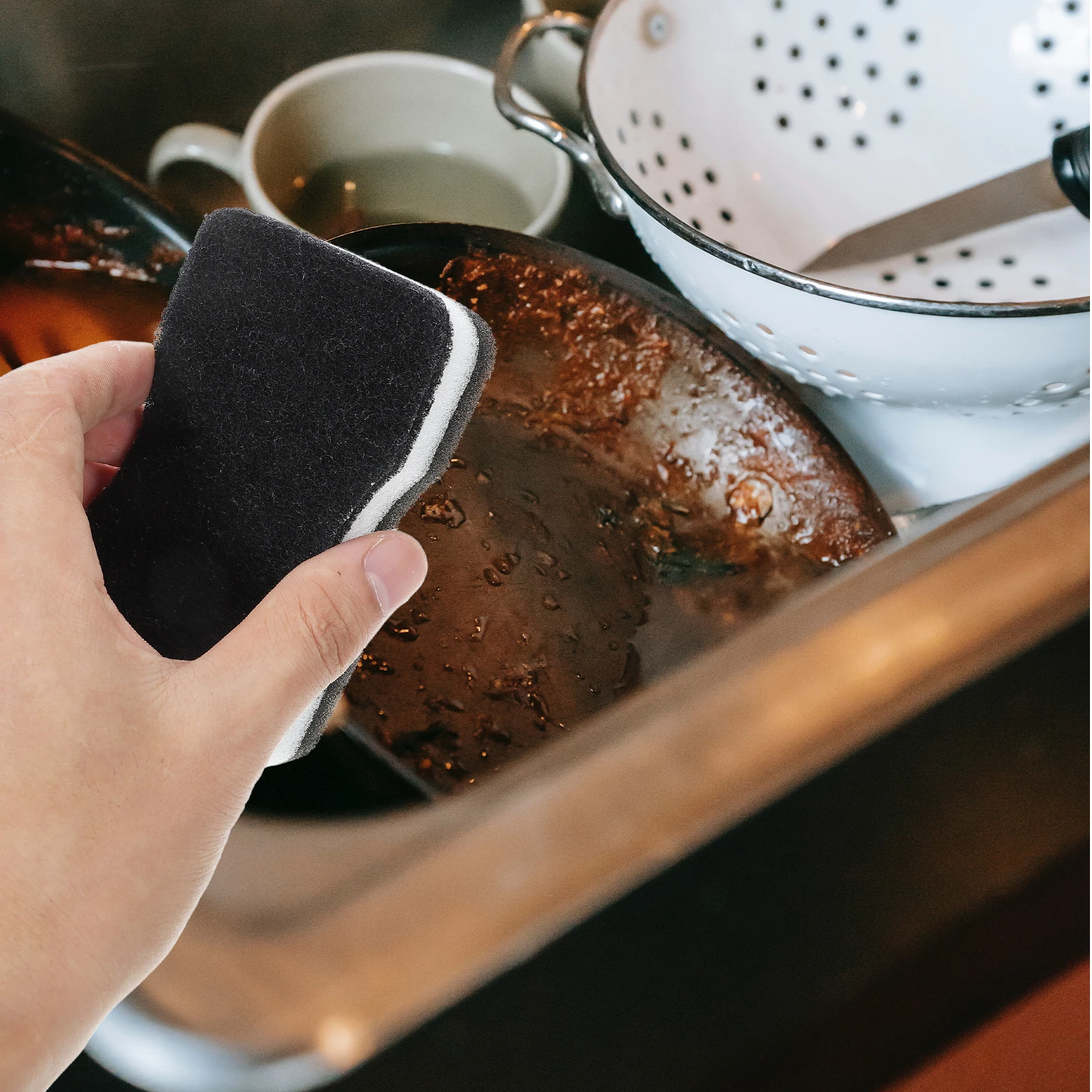

Durable Cleaning Sponge Pad for Kitchen Bathroom Multi-purpose Slim Waist Design Scrubber Sponges Generate Rich Bubbles Easy