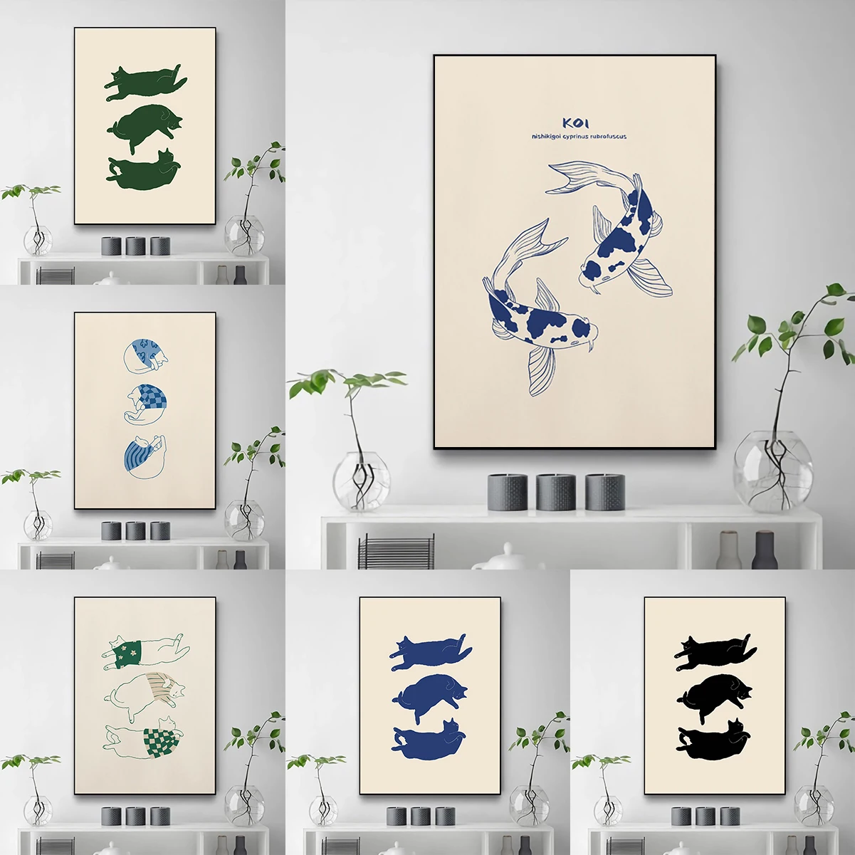 

Funny Dumpling Adhesive Wall Art Deco Lazy Abstract Illustration Canvas Picture for Living Room Line Bathroom Accessories Poster