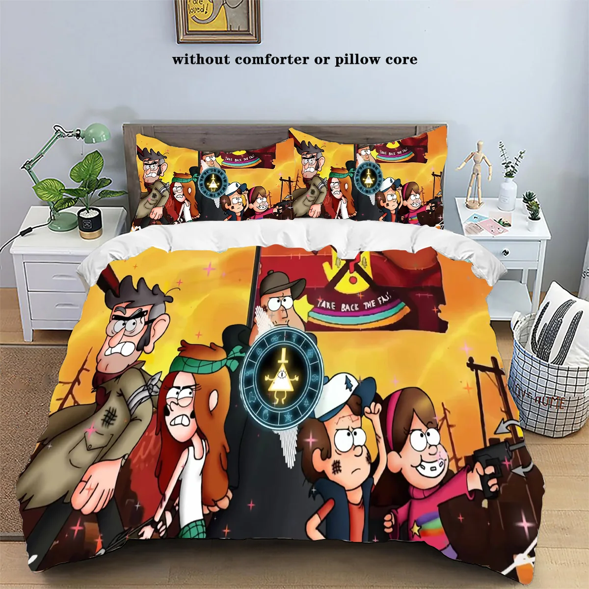 Disney Gravity Falls Duvet Cover Set Cartoon Mabel Pines Dipper Quilt Cover Pillowcase Set Bedding Set Queen King Size