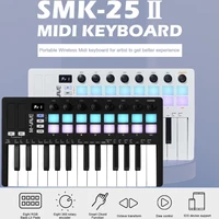M-VAVE SMK-25 II Controlador de almohadilla MIDI Teclado USB Mini 25 teclas, 16 almohadillas de batería RGB, 8 perillas y producción musical, software incluido