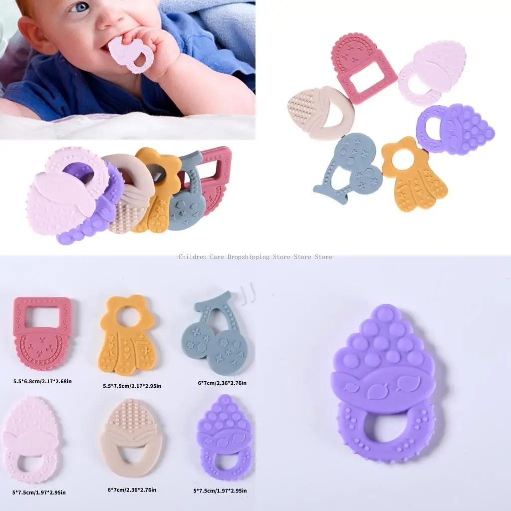 

6 шт., набор силиконовых прорезывателей для малышей, красочные силиконовые игрушки для прорезывания зубов для детей от 3 месяцев