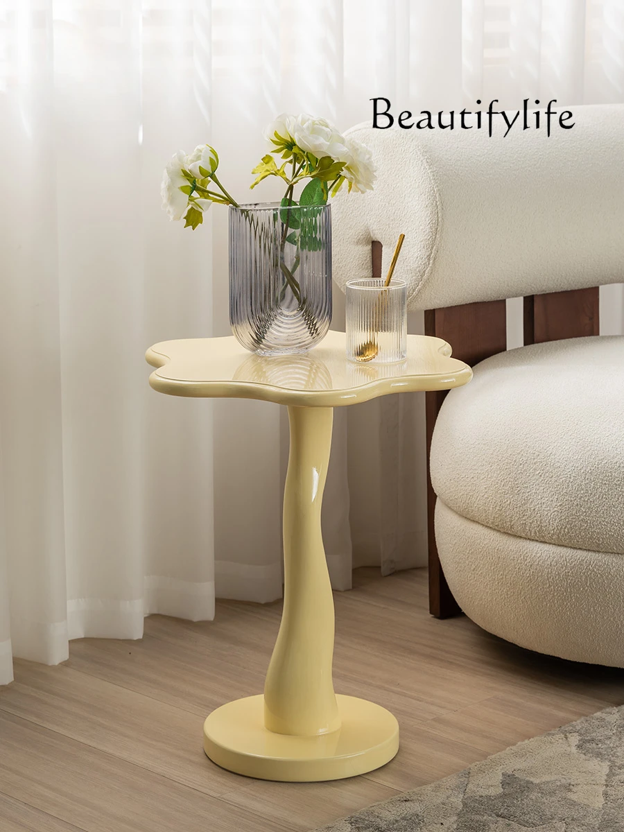 Designer French Cream Petal Coffee Table Living Room Sofa Corner Table Bedroom Bedside Small Table