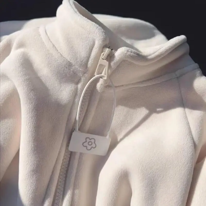 Damestrui Outdoor Dagelijkse kleding Fleecejack Rits Warm Opstaande kraag Los sweatshirt met lange mouwen voor dames Winter Outdoor
