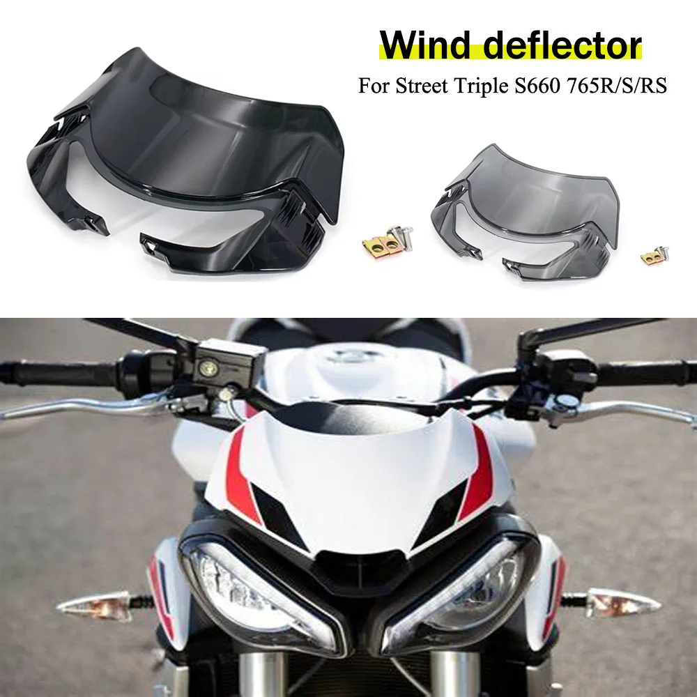 New Motorcycle Front Windshield For Street Triple S660 S 660 765R 765S 765RS 765 R RS  2022 2021 2020 Windscreen wind deflector