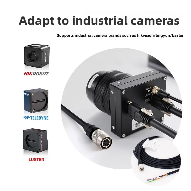Hirose HR10A-7P-6S 6Pin Industrial Camera I/O Trigger Cable with Power Adapter High Flexible for Hikvision Daheng Huaray Basler