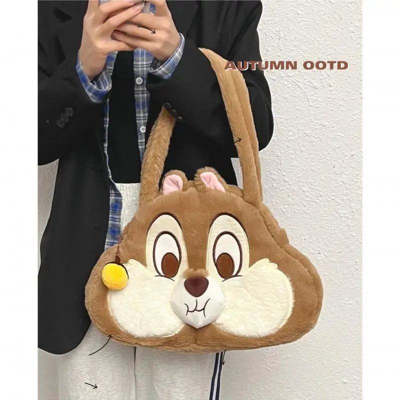 Disney Chip Dale Anime Plush Children's Backpack Cute Girls Cartoon Handbag Large Capacity Tote Bag Christmas Gift