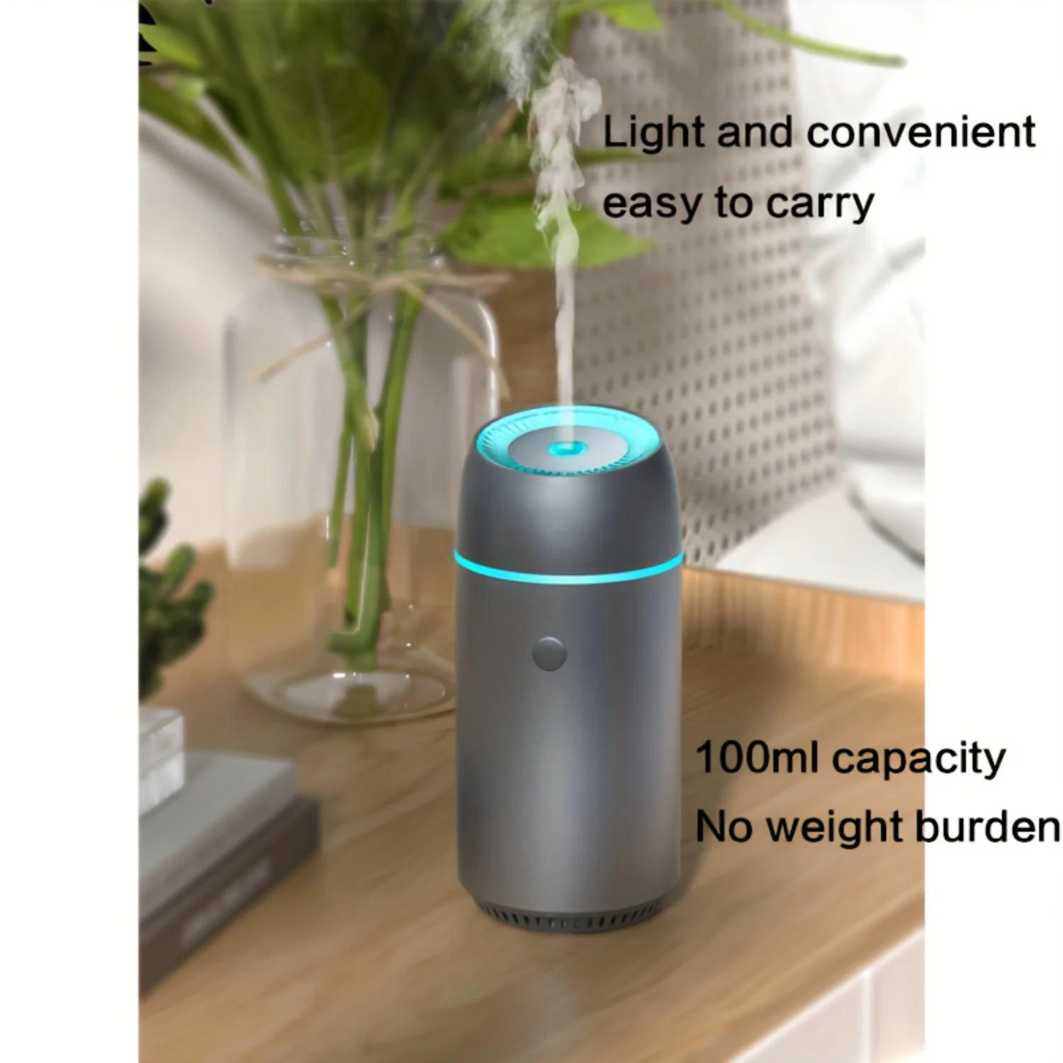 Портативный мини-увлажнитель со светодиодной подсветкой, USB-управление, тихий настольный увлажнитель — идеально подходит для спальни, путешествий, офиса — автоматическое отключение