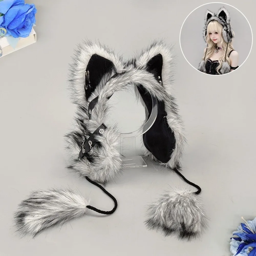 Kawaii Y2K Gothic Cat Ear Earmuffs Thick Warm Cosplay Winter Plush Earmuffs Wind-proof Headwear Ear Covers Women