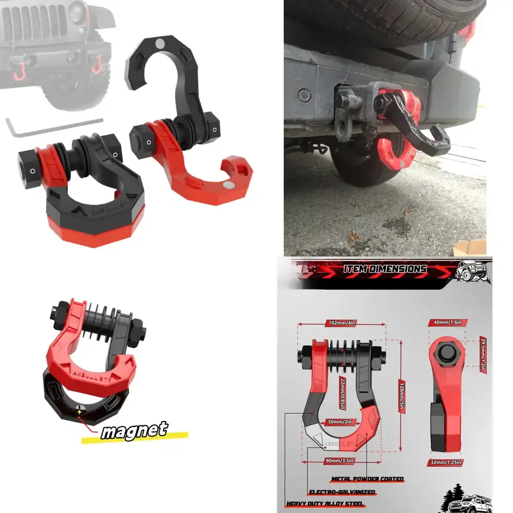 Split Trailer Shackles U-Hook 8 Ton 3/4 Inch D-Shackles for Vehicle Recovery 4WD Off-Road Towing Winch Rope Hook