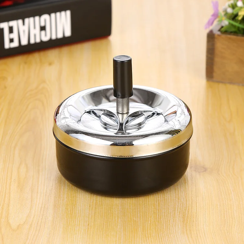 Home Stainless Steel Ashtray Large Creative Rotating Chimney Round Large European Style Office Personality