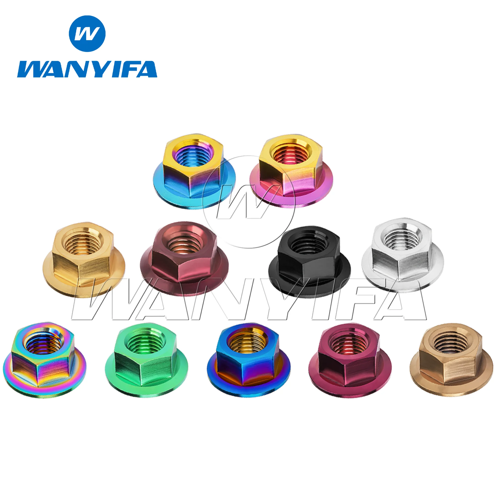 Wanyifa  Titanium Nut M5/M6/M8/M10/M12/M14/M16  for Motorcycle Bicycle Bike direct sales Flange Nut Screw Bolt 10/15pcs