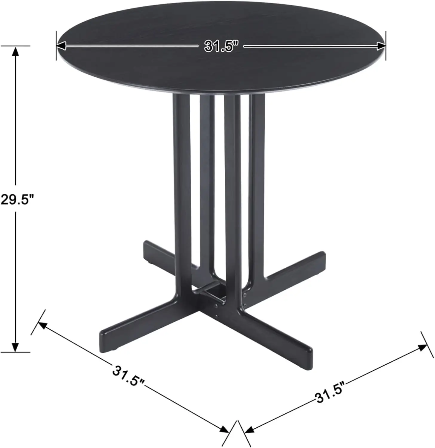 Duomay Solid Wood Round Dining Table, 31.5"" Wide Small Dining Room Table For 2 Or 4 Farmhouse Circle Kitchen Table For Home