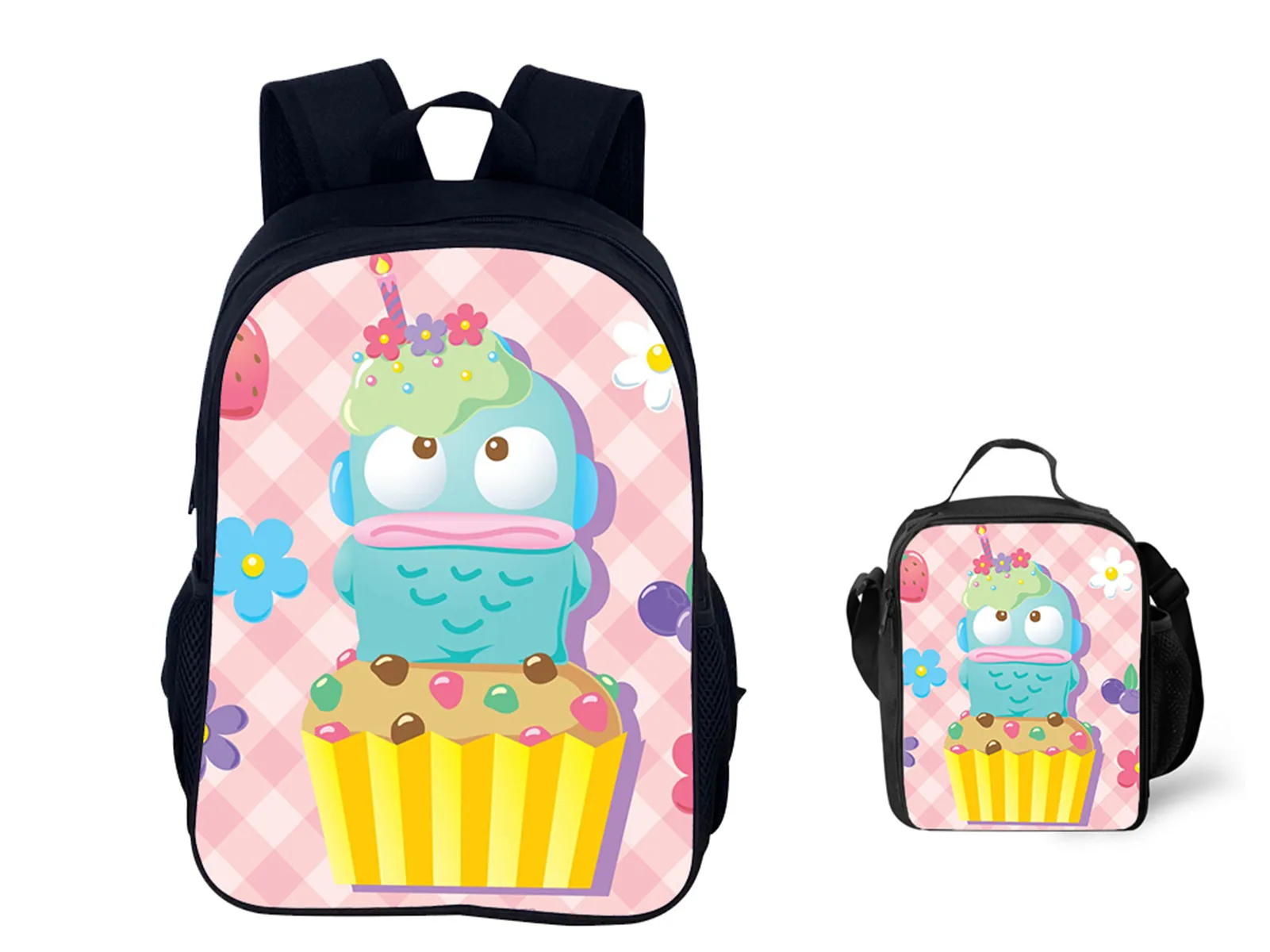

Sanrio Hangyodon 2 in 1 Cartoon Rucksack and Insulated Lunch Box Set,Kids Fashion Backpack Cute Bookbag for School