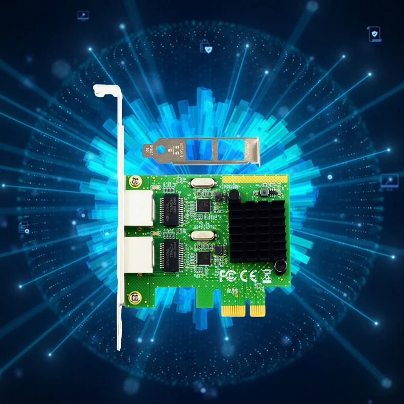 1Set PCI-Ex1 Gigabit Ethernet Electrical Port Network Card 1000M Dual-Port Desktop  Portable