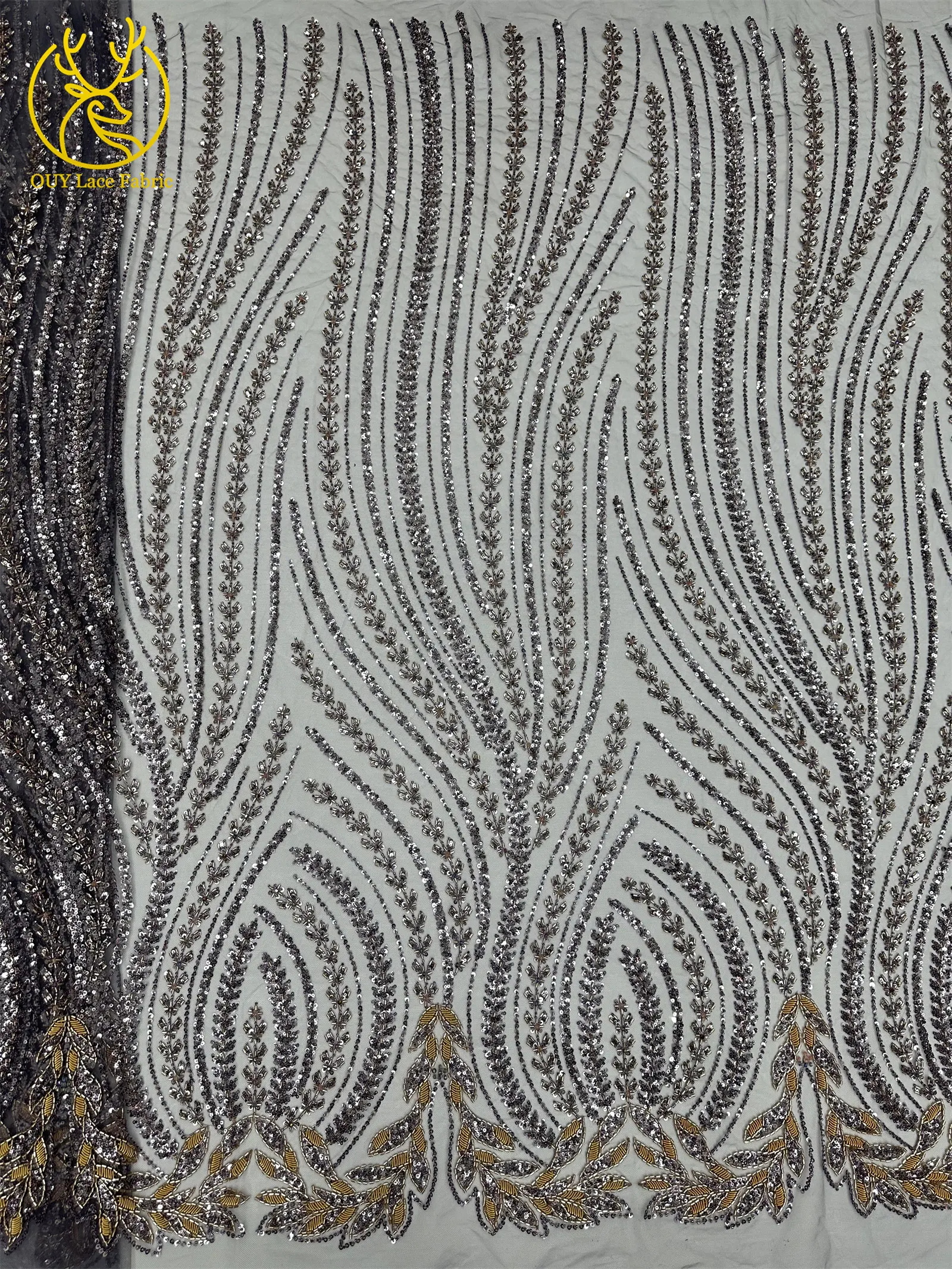Luxuriöser afrikanischer Brautkleid-Spitzenstoff 2026 – Hochwertige nigerianische französische Pailletten-Tüllspitze für Damen-Abendkleider zum Nähen – Detail 17