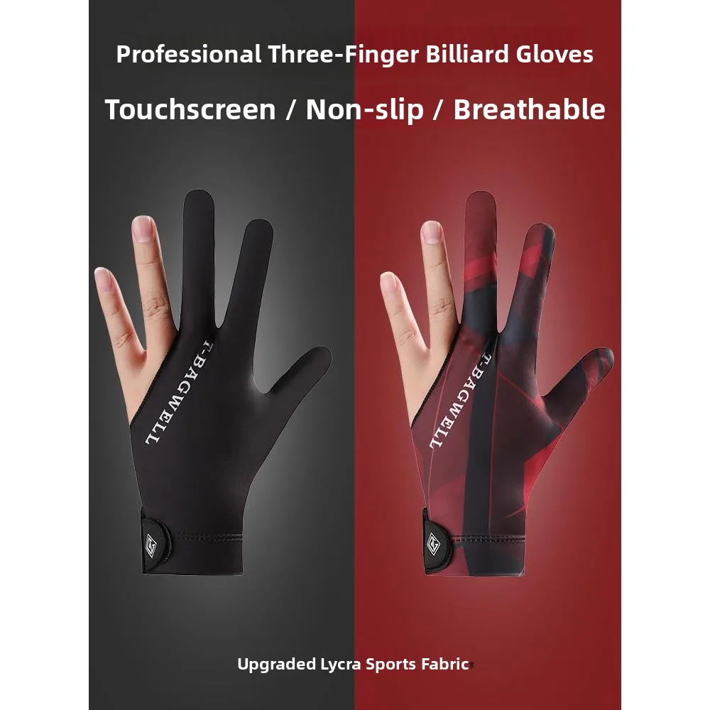 

Billiard Gloves Three Fingers Left And Right Hand Full Finger Snooker Table Tennis Touchscreen Wear Resistant Non Slip