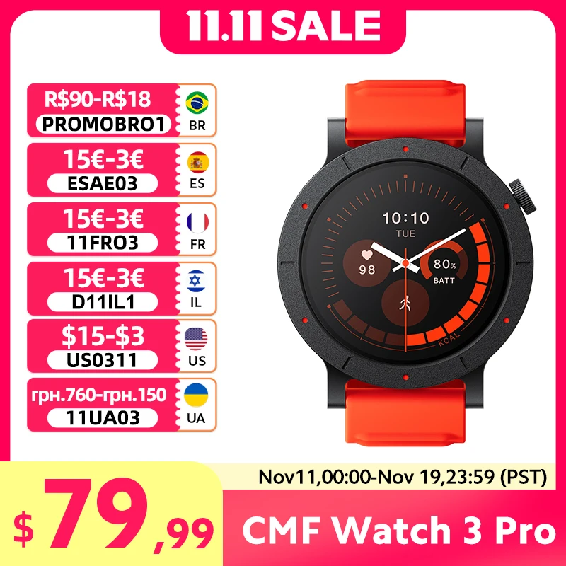 الإصدار العالمي الجديد CMF Watch 3 Pro يدعم الاتصال بالبلوتوث وشاشة AMOLED مقاس 1.43 بوصة ونظام تحديد المواقع العالمي (GPS) ومكالمات بلوتوث IP68 #1