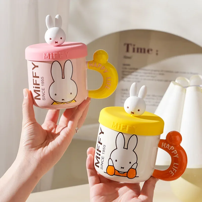 MIFFY Miffy Exquisite Ceramics Originality Mug Bring A Doll Cup Lid Household Lovely Male Female Student Office Water Cup Gift