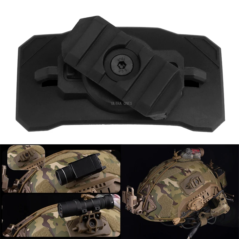 Tactical Helmet Light Mount Adapter Shooting Hunting Universal Helmets Flashlight Holder Hook and Loop Attachment Rotatable