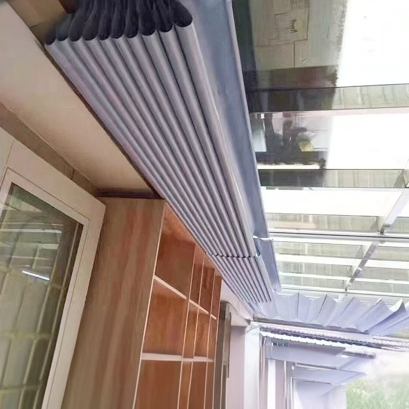 Sunroom shading curtains, smart electric ceiling curtains, glass roof curtains, manual shading ceiling curtains, folding curtain