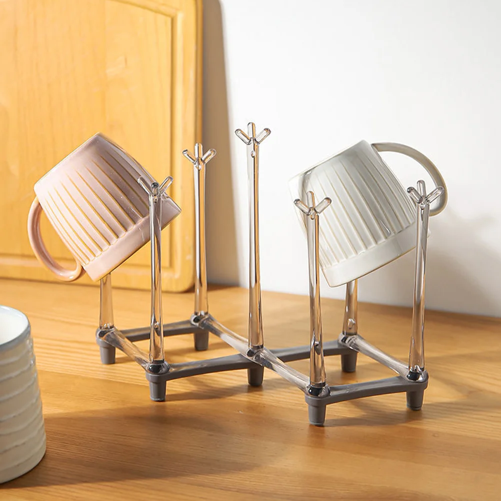 

Stylish Retractable Cup Drying Rack 7 Mugs Kitchen Countertop Storage Upside Down Design for Glass Teacup Wine