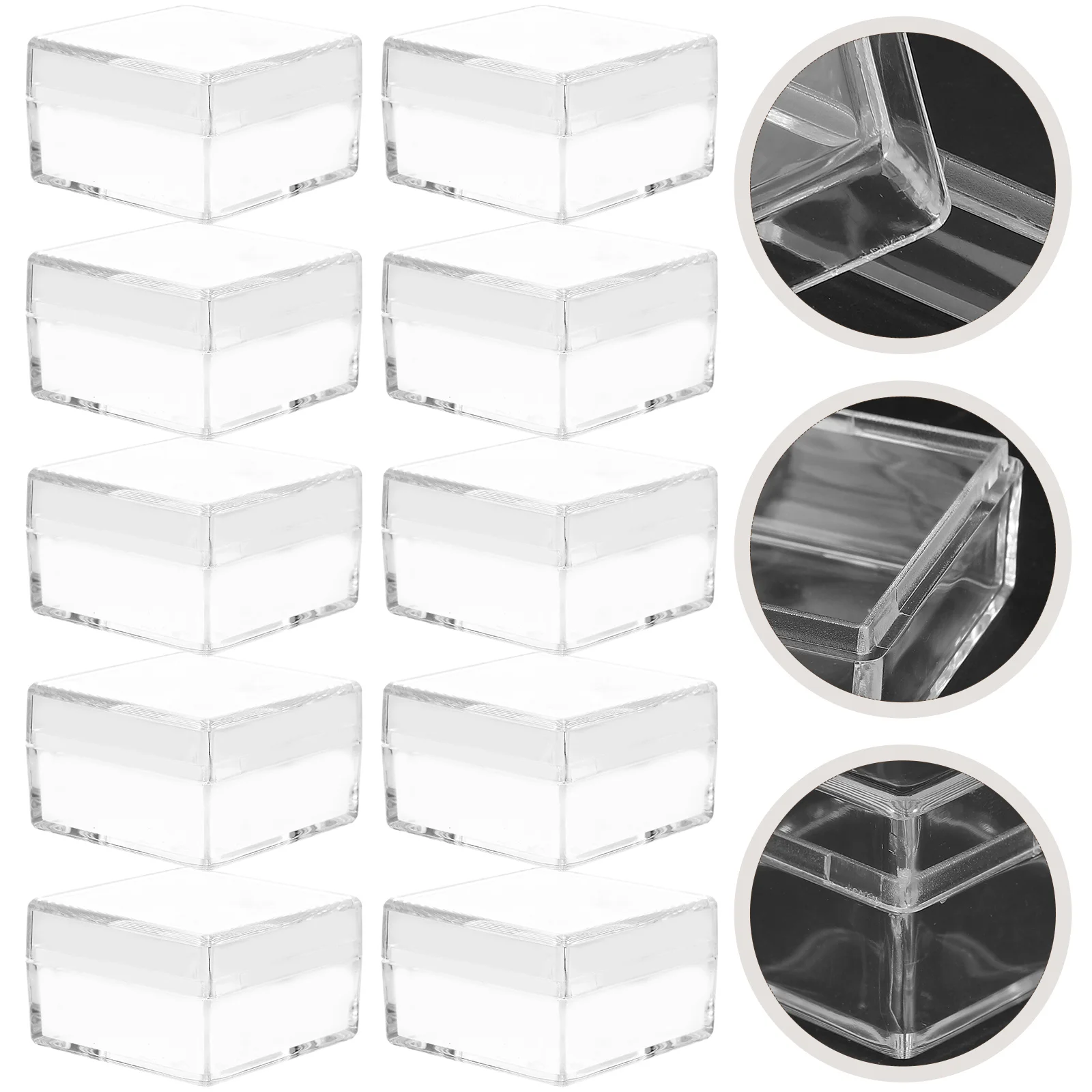 10 Pcs Collection Box Display Case Transparent Specimen Container Mineral Showcase Containers Plastic Clear