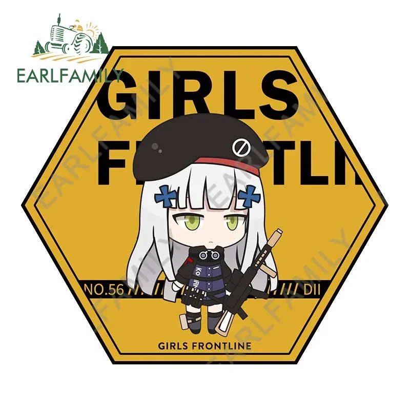 EARLFAMILY 13cm X 11.2cm Chibi HK416 Laptop Car Accessoires Stickers Anime Waterproof Motorcycle Decal Windows Decoration