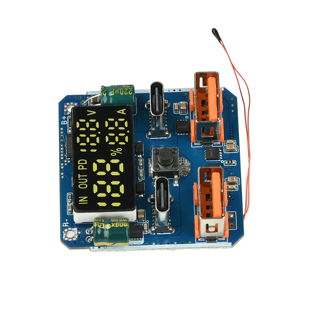 4S 18~100W アダプティブ双方向急速充電モジュール パワーバンク メインボード バッテリーレベル表示付き 熱制御保護機能付き