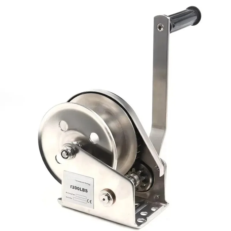 Stainless Steel Hand Cranked Winch, 1600lbs Bi-Directional Self-Locking Hoist, Portable Lifting Crane Lifting Tool