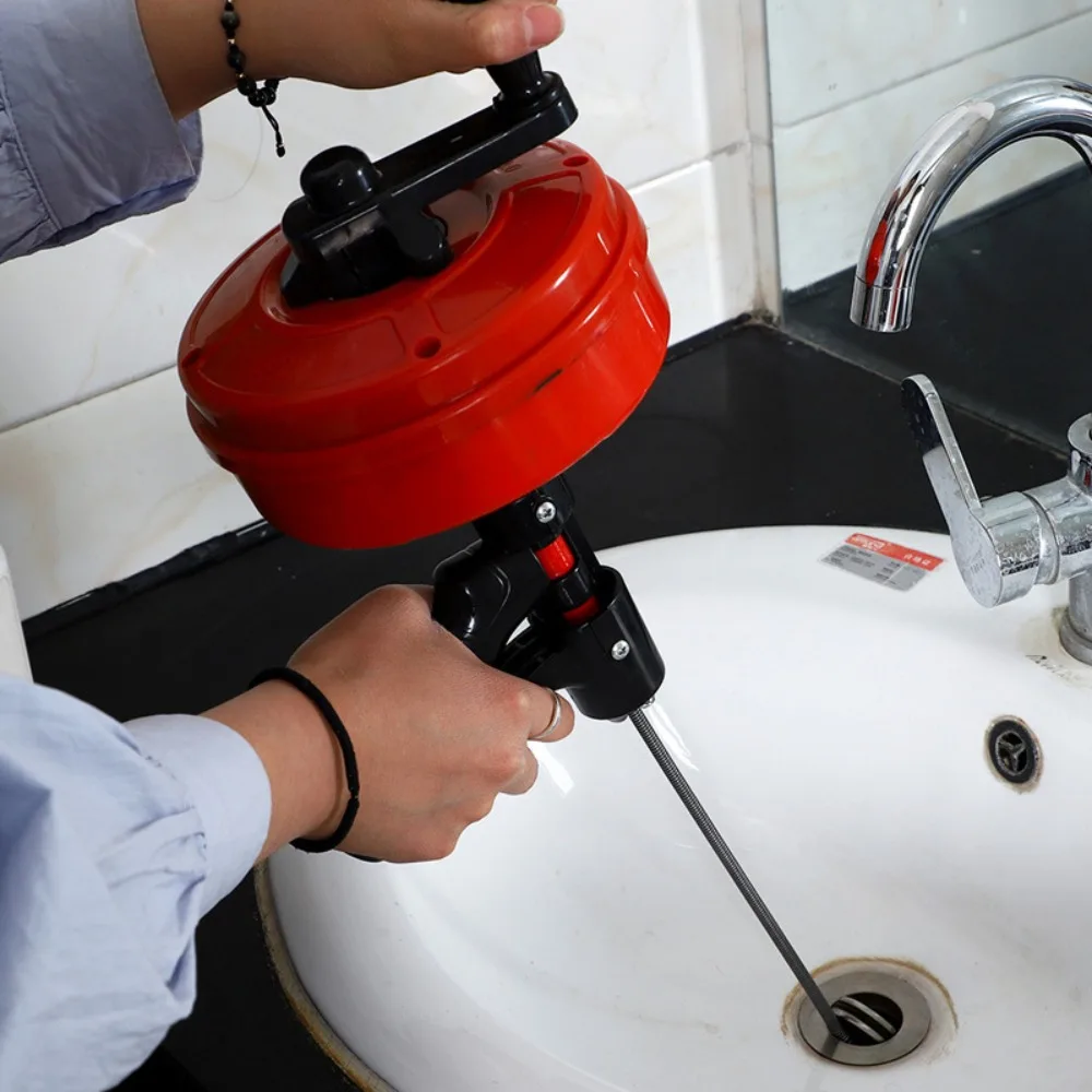 Professional Drain Snake Auger Manual/Electric Flexible Plumbing Pipe Dredging Machine Double Mode Quickly Drain Clog Remover