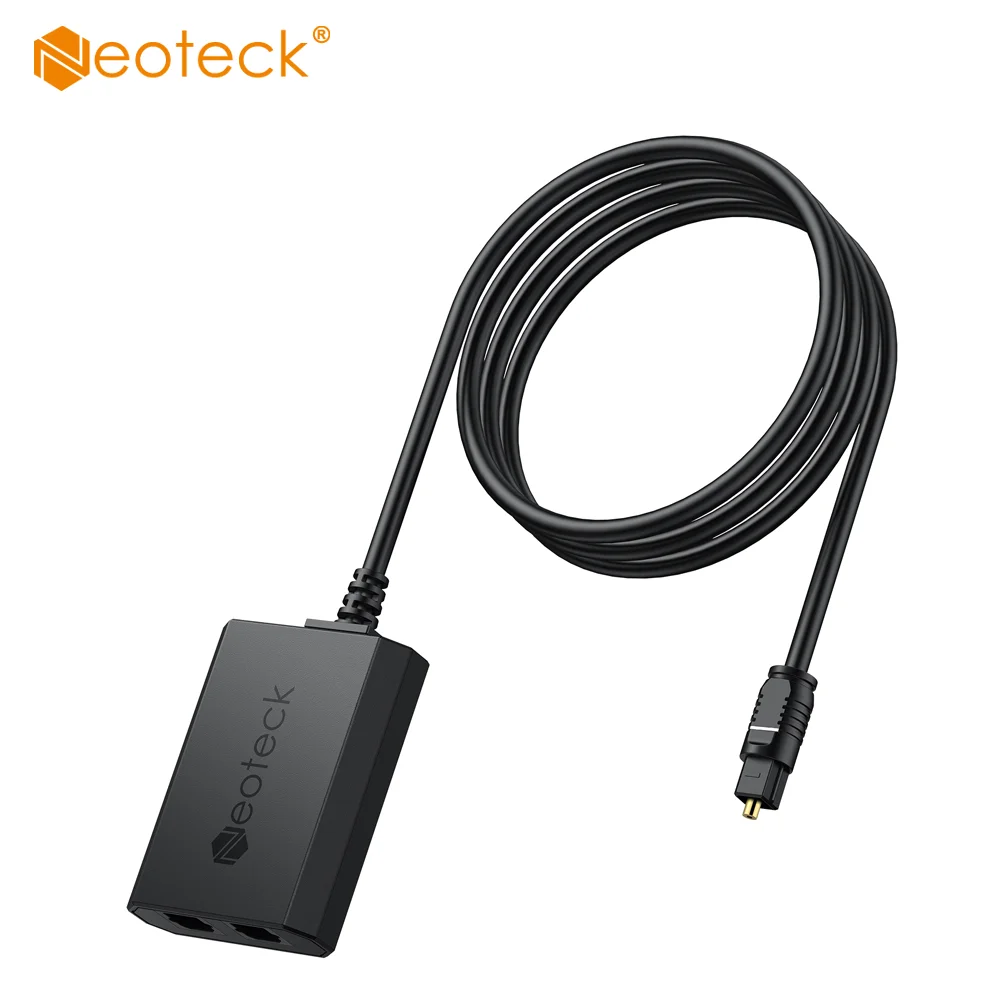 Neoteck Toslink Spdif Optical Digital Audio Splitter 1 Male Input 2 Female Output Optical Splitter for HDTV PS5 PS4 Xbox