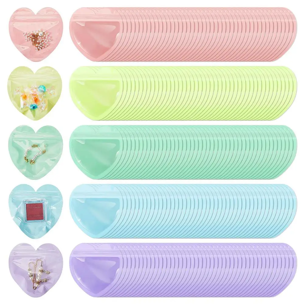 

Jewelry Protective Case Packaging Bag Useful Sealed Pocket Small Storage Bag Heart Shape Decor Plastic Pouch Thickened Package