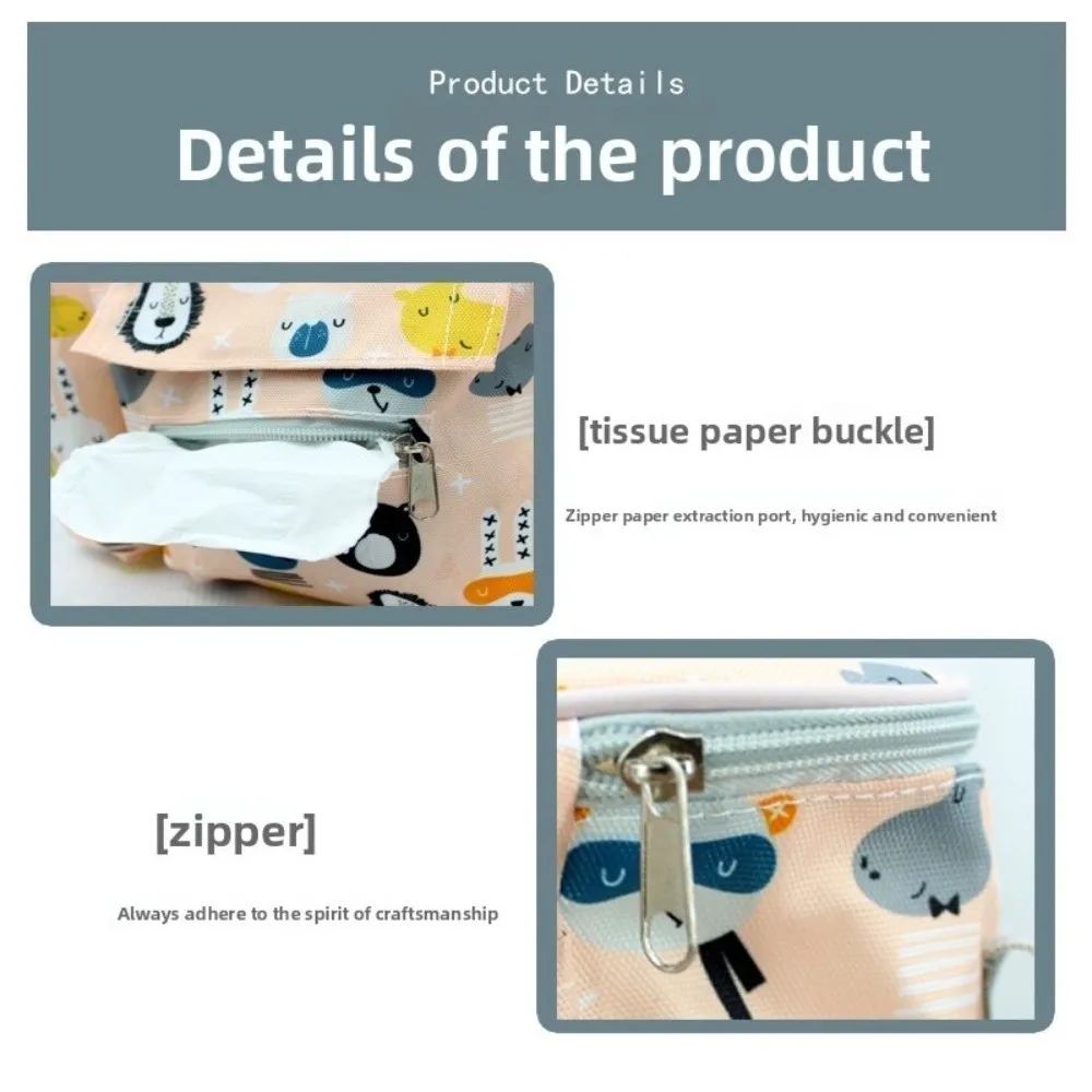 حقيبة عربة أطفال من قماش أكسفورد مطبوعة لعربة الأطفال كرتونية منظم سعة كبيرة ومتعددة الوظائف