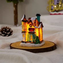 1~6pcs LED Night Light Christmas Ornaments 2025 Luminous Castle Snow House Sculpture Xmas Decoration for Home New Year Navidad