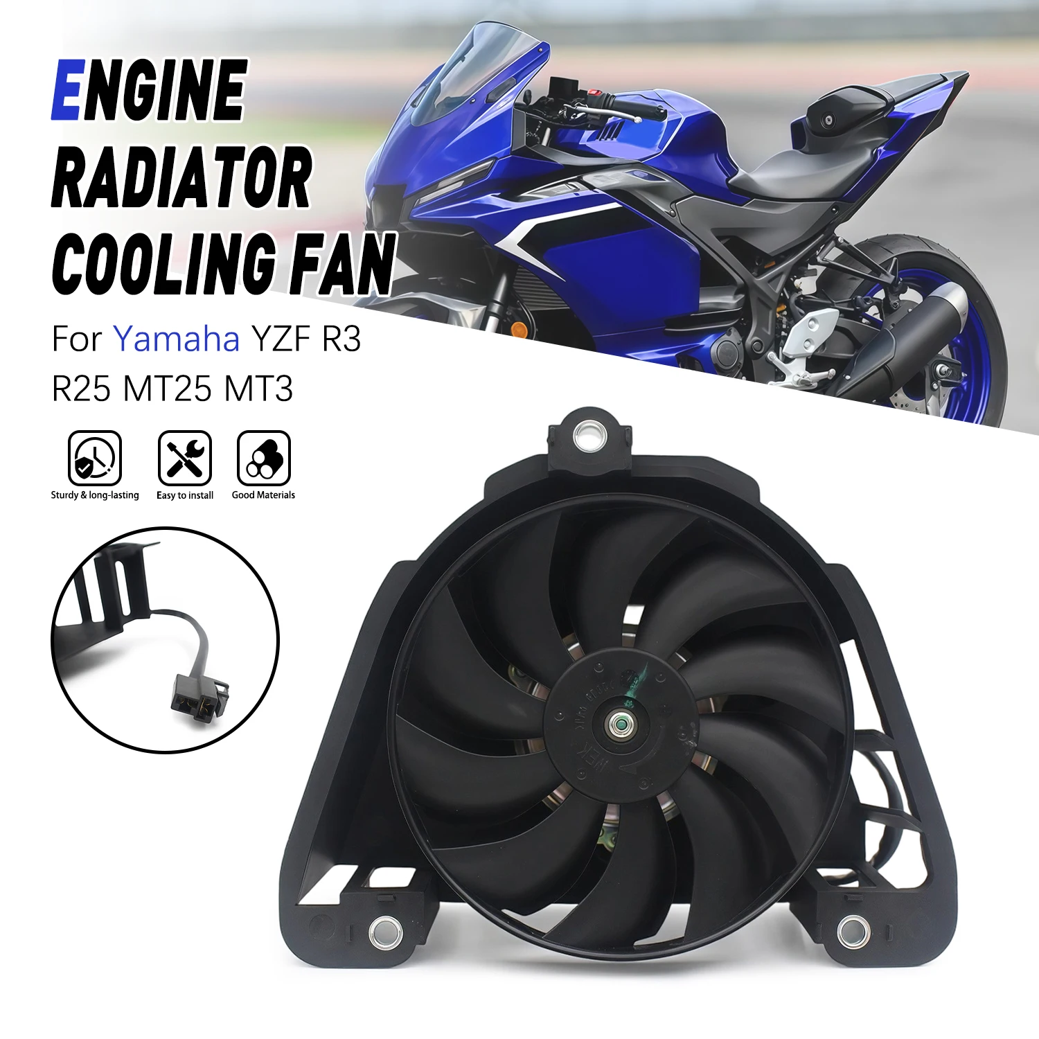 Motorcycle Accessories Engine Radiator Cooler Fan For Yamaha YZF R3 R25 MT25 MT3 2018 2019 2020 2021 2022 2023 2024 1WD-E2405-00