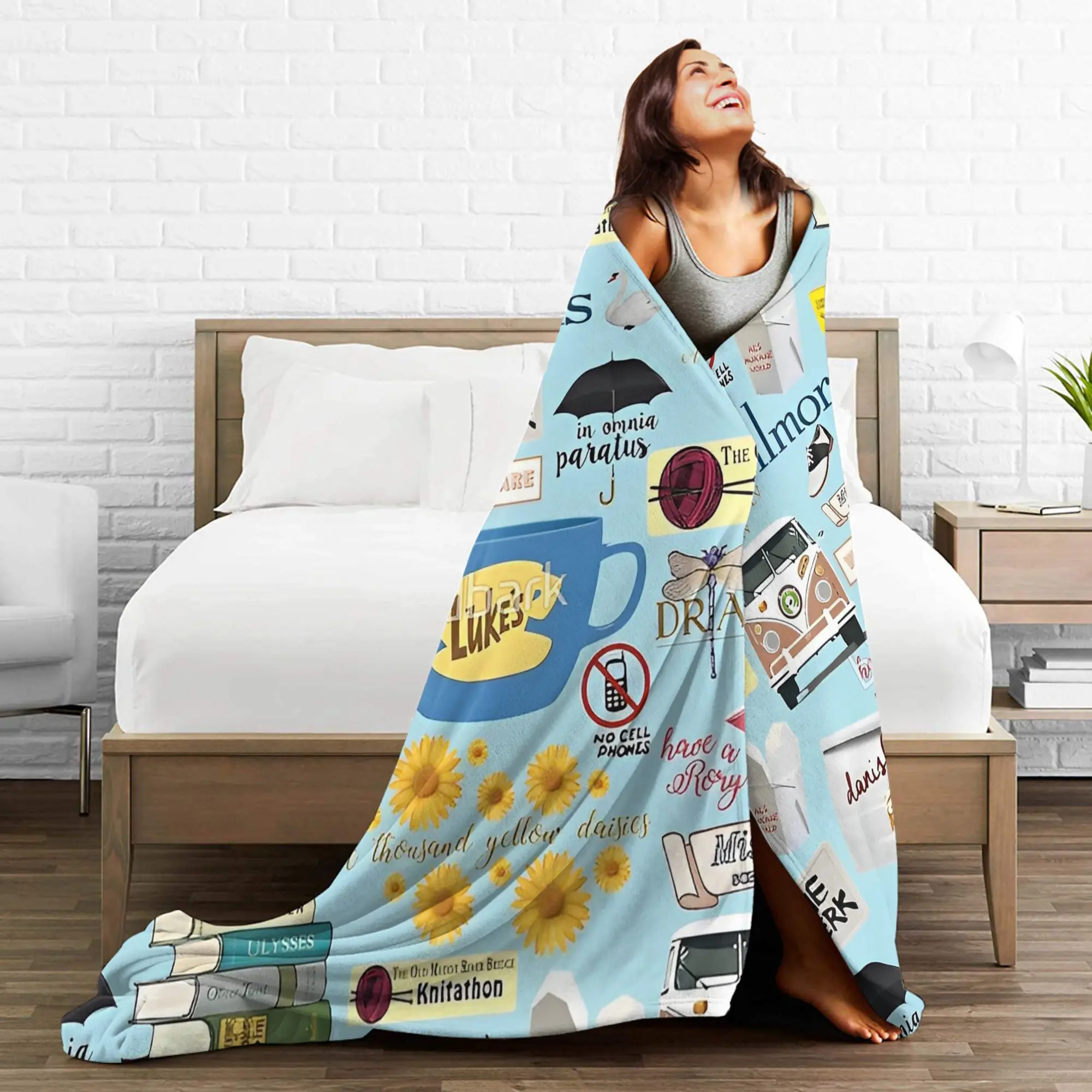 السفر مكتب أفخم الفراش يلقي موضة جيلمور الفتيات Lukes أنا شرب القهوة مثل ديكور المنزل الفانيلا المفرش أريكة غطاء سرير #4