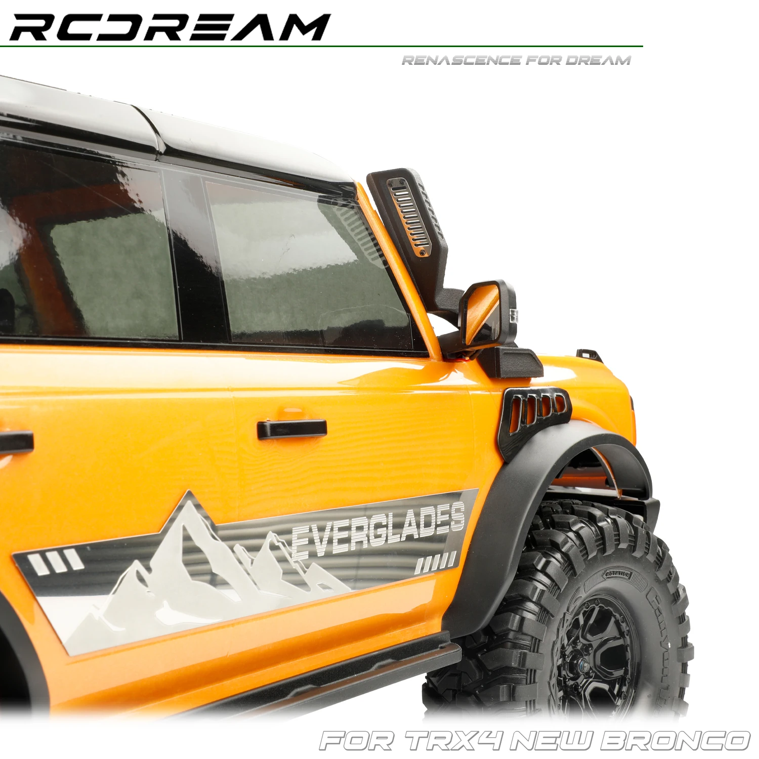 مرآة الرؤية الخلفية للغطس RCDream 1/10 مع ضوء إشارة الانعطاف لأجزاء خيار ترقية برونكو الجديدة TRX4 #2