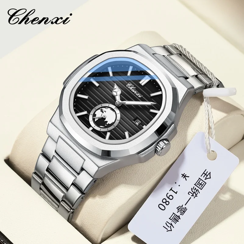 

CHENXI 612 Quartz Watch Stainless Steel Band Date Business Military Young Male Wristwatches Waterproof Watches for Men Clock