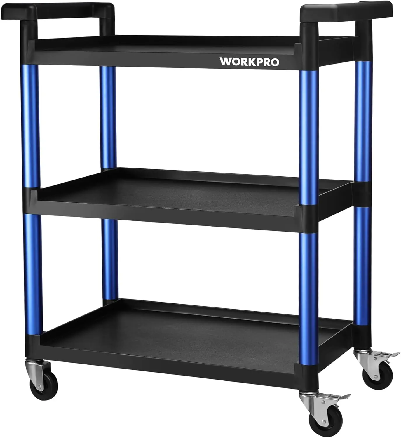 

3-Tier Heavy Duty Rolling Cart with Lockable Wheels, 400LBS Capacity for Kitchen, Office, Garage Storage