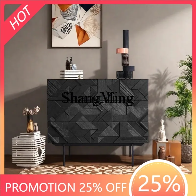 

CL style retro chest of drawers, bedroom storage locker, light luxury dining side cabinet, solid wood