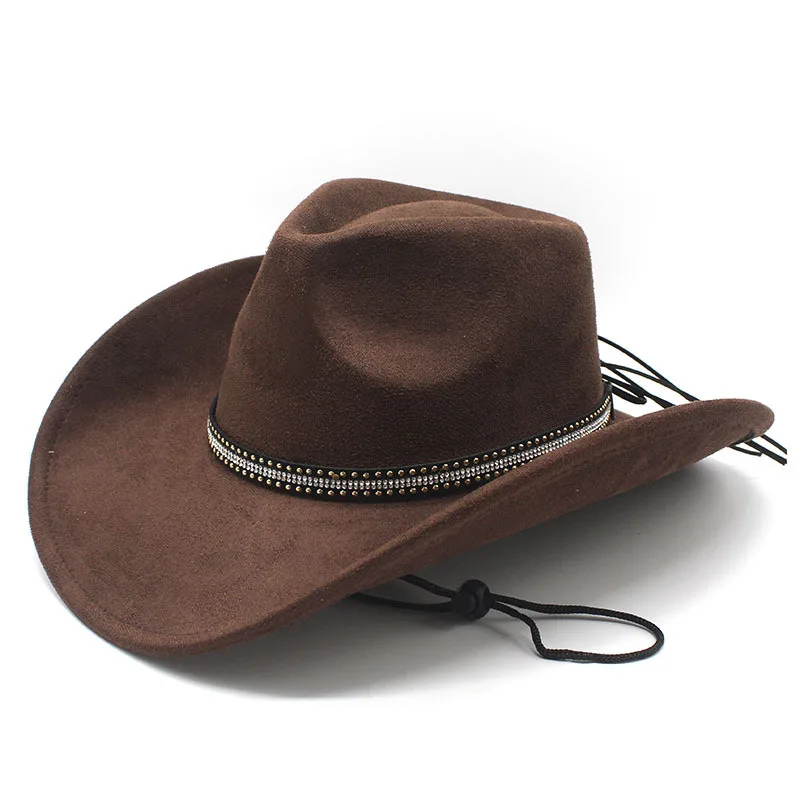 European and American British Style Jazz Hat for Men and Women, High-end Rhinestone Strap Accessory Hat, Wholesale Cowboy Hat