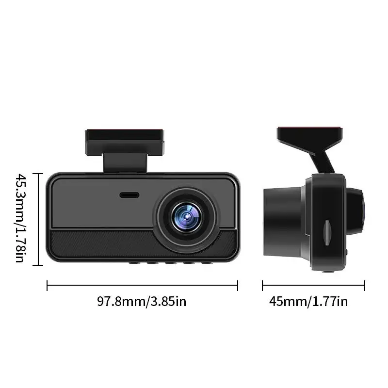 1080P HD 3-Lens Dash Cam with WiFi, Night Vision & 170° Wide Angle, Front/Inside/Rear 3-Channel Sync Recording, Car Loop DVR