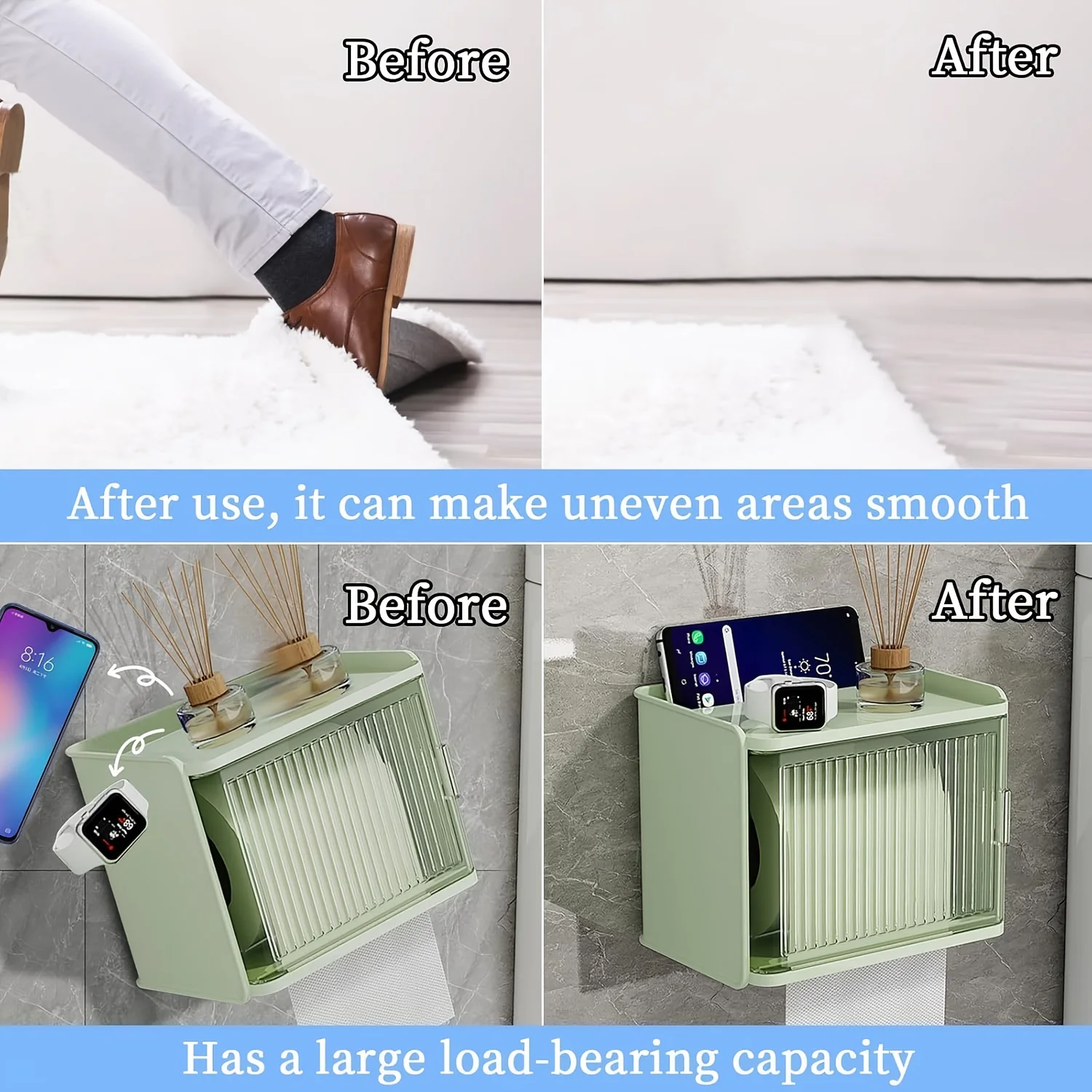 4 لفات من شريط لاصق قوي على الوجهين، شبكة قماش عالية اللزوجة، الطول الإجمالي 40 مترًا، مناسبة للسجاد والسجاد وورق الحائط