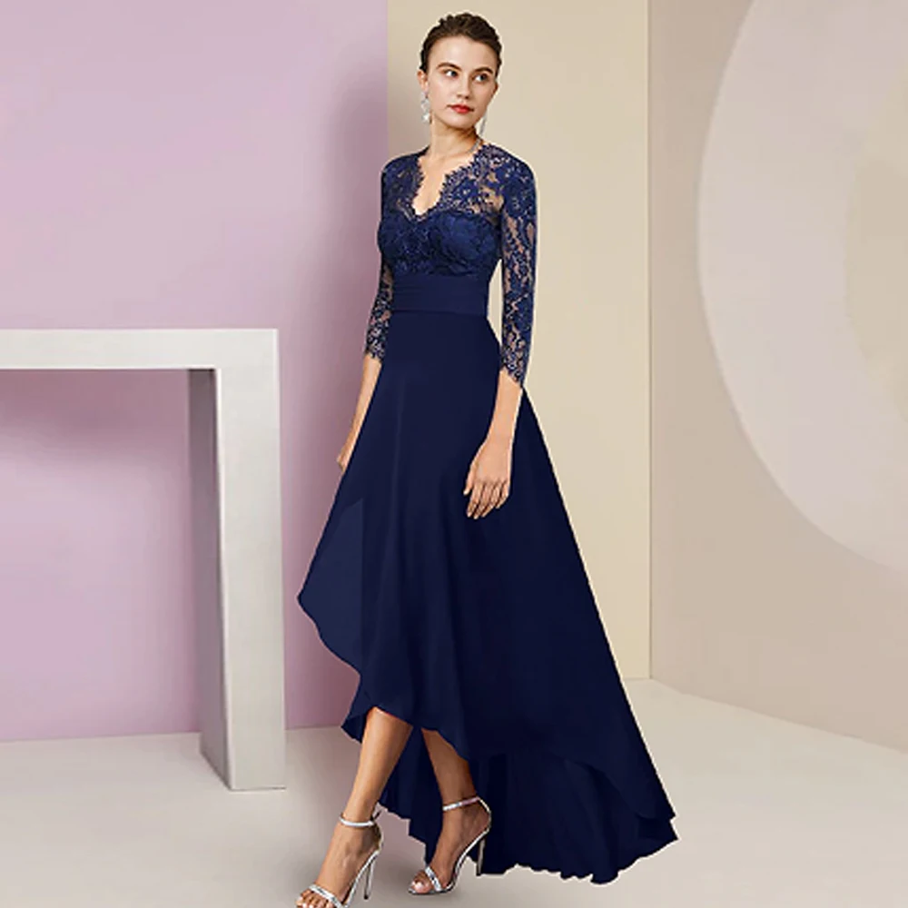 Charming Blue Mother of the Bride Dresses Chiffon Wedding Party Gowns Zipper Back Beach 3/4 Sleeve Summer Vestido De 2025 New