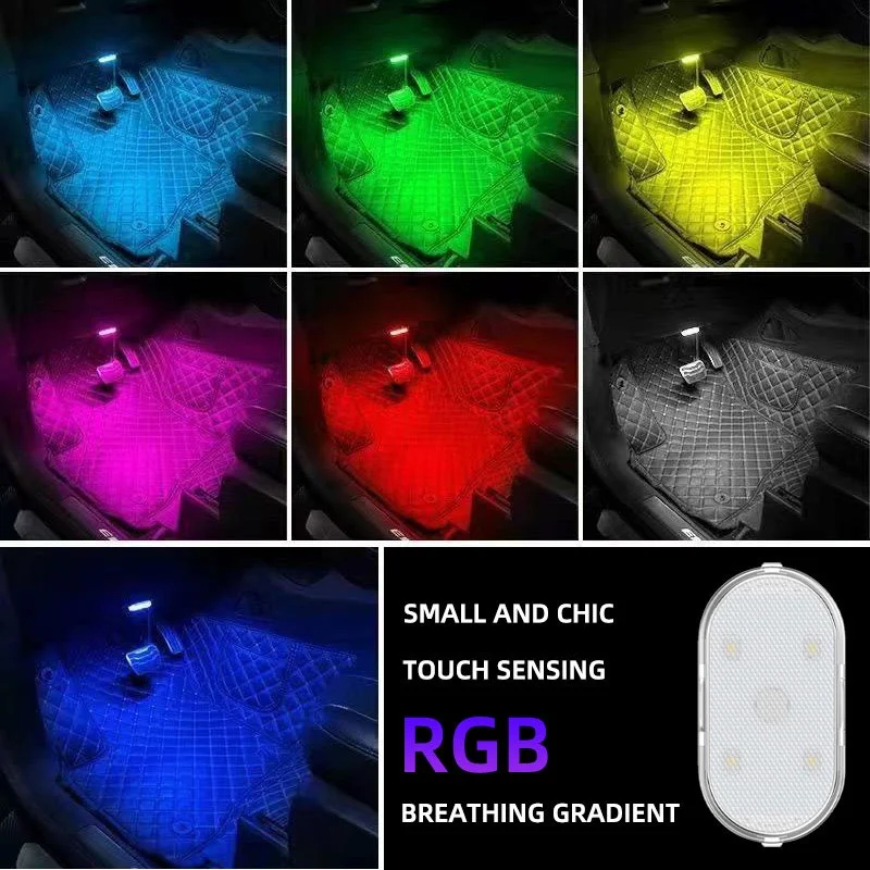 Car Interior Mini Touch Ambient Light, Ceiling LED Reading Night Light USB Charging Light