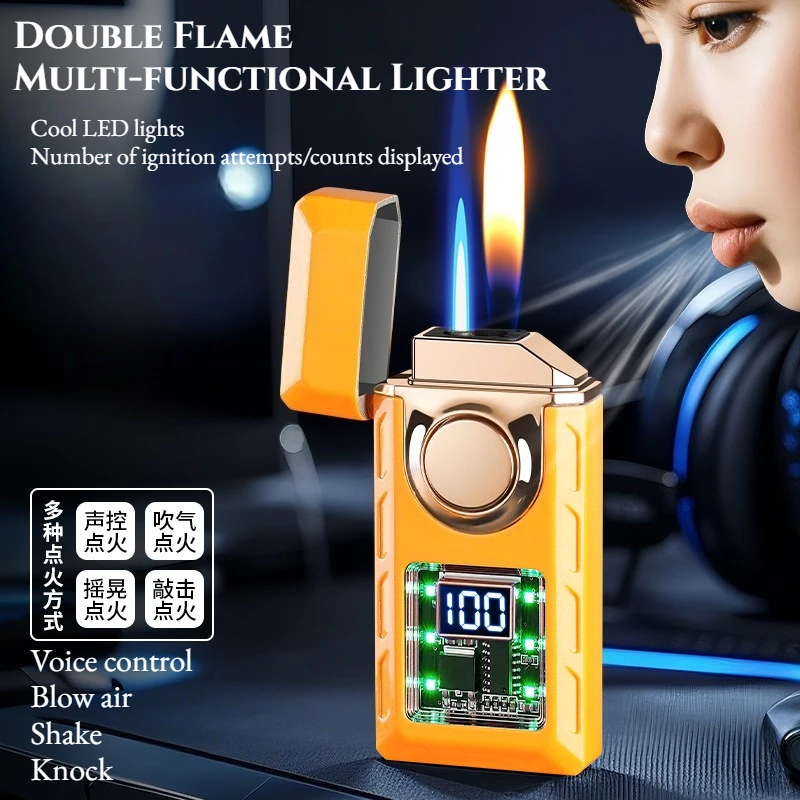 

Mechanical Voice-controlled Intelligent Dual-flame Lighter Rechargeable Gas-electric Hybrid Ignition Mechanism Advanced Gift