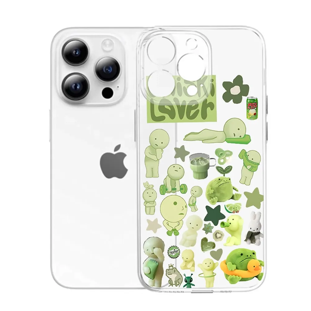 Green S-Smiski Cute Phone Case For Samsung A07 A36 A26 A56 A16 A06 A55 A35 A25 A15 A54 A34 A24 A14 A13 A53 A33 Clear Back Cover