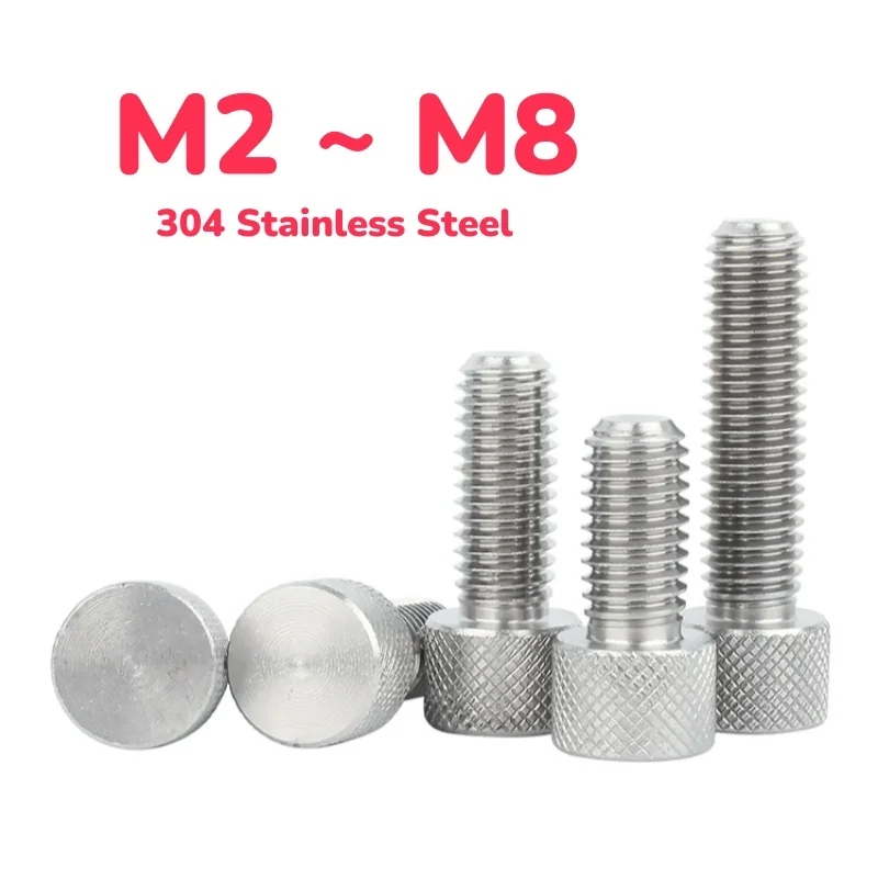 304 Stainless Steel M2 M2.5 M3 M4 M5 M6 M8knurled Thumb Bolt Flat Mesh Hand Tighten Thumb Screw