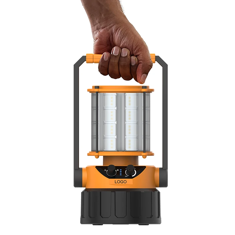 Wholesale portable 48w Spotlight Built-in 18650 battery pack chargeable Warning light outdoor Dimmable Camping Light