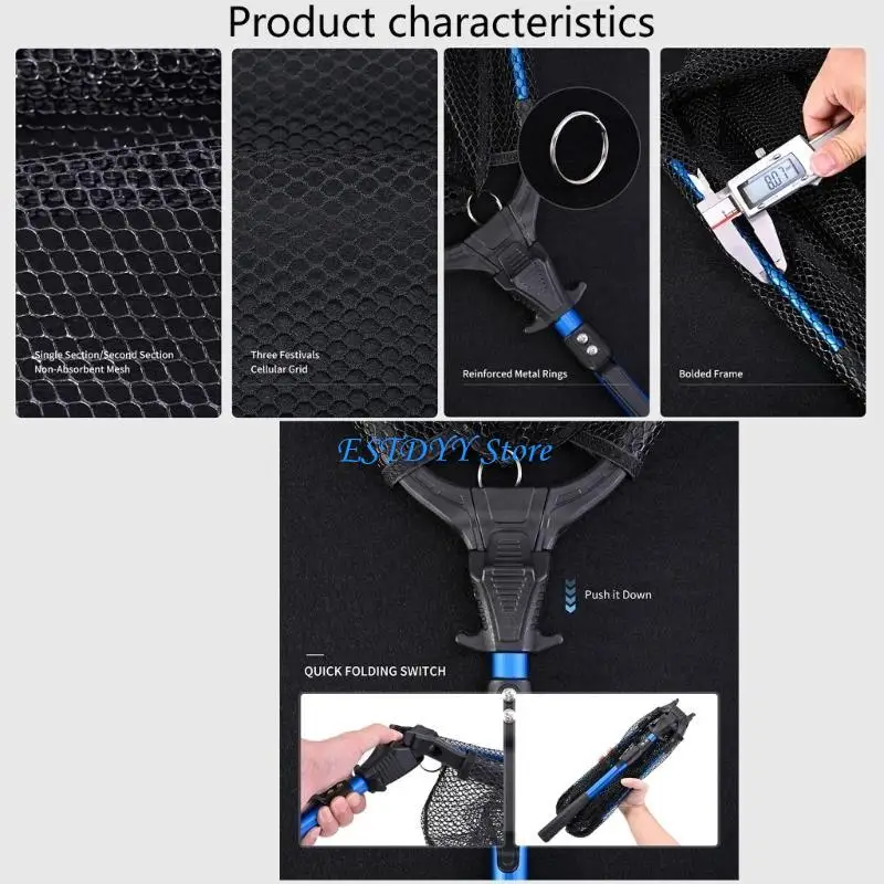 

G6DE Aluminum Alloy Foldable Landing Net Telescopic Fishing Net for Outdoor